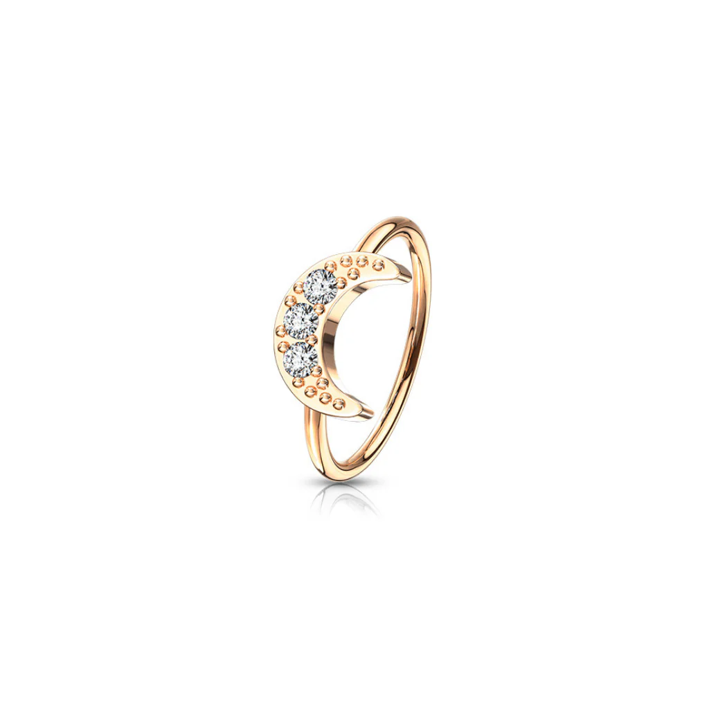 CZ Paved Crescent Moon Nose Rings - Image 3