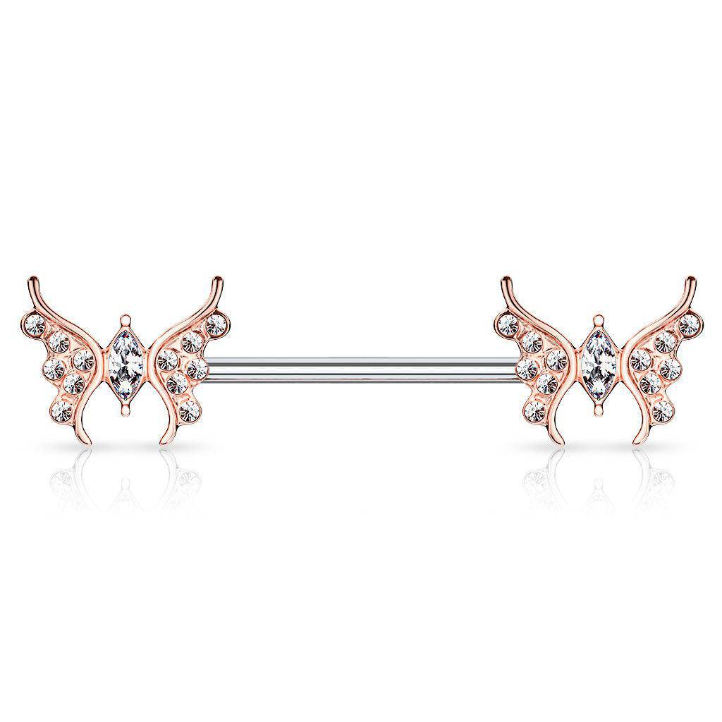 Paved Marquis Butterfly Nipple Barbell - Image 3